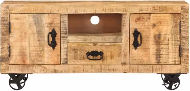 Mobile Porta TV-Mobile per TV-Credenza TV in Legno Grezzo di Mango 110x30x50 cm