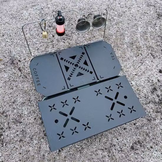 Piccolo vassoio da servizio in alluminio con mini-base, capacità 9,4 litri, pieghevole.