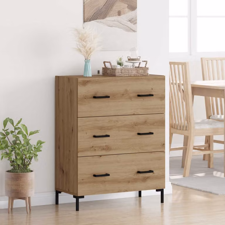Credenza moderna vidaXL in legno e metallo marrone L: 69,5 cm, P: 34 cm, H: 90 cm