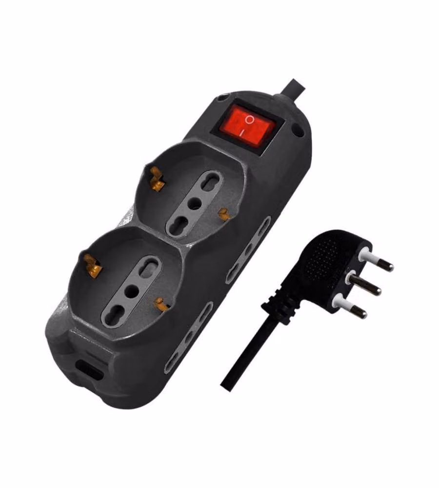 Multipresa V-TAC Grigia con Cavo da 1,5m, 4 Prese 10/16A 2P+T Bipasso, 2 Prese 10/16A 2P+T Schuko e Interruttore Spina 16A 2P+T