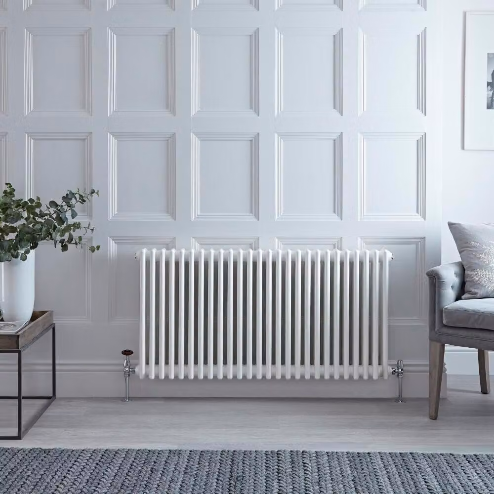 Radiatore Orizzontale Bianco in Stile Ghisa - 600 x 1190 x 139mm - 1930W - Regent