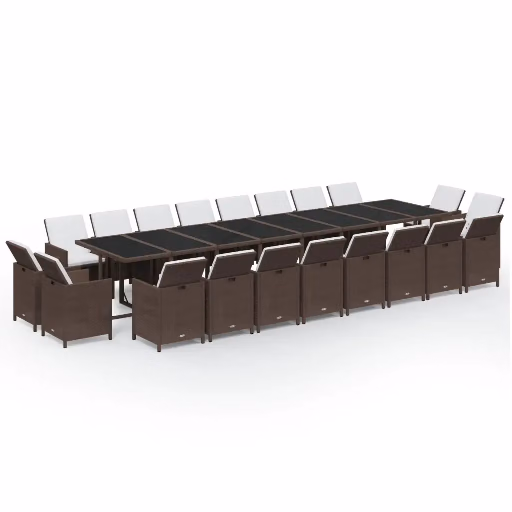 Set da pranzo da giardino vidaXL in polyrattan marrone con cuscini e tavolo in vetro 21 pezzi – 2
