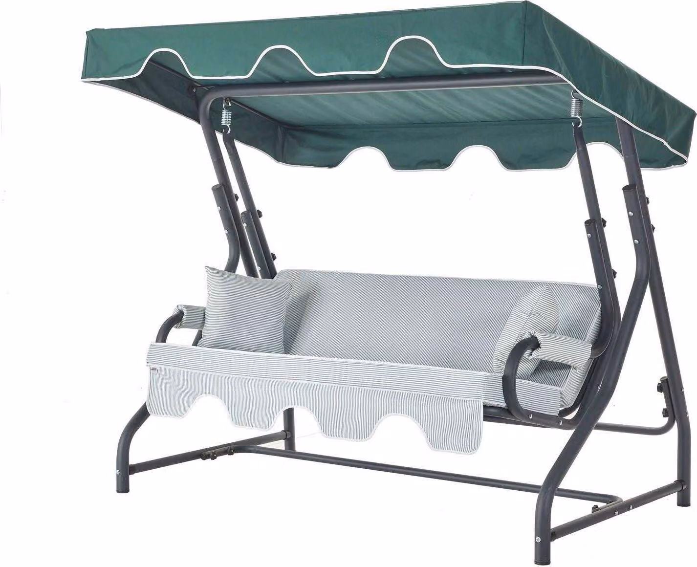 Skye Decor, Ruta - Verde, Bianco, Altalena da giardino a tre posti, verde, 200 x 170 x 110 cm