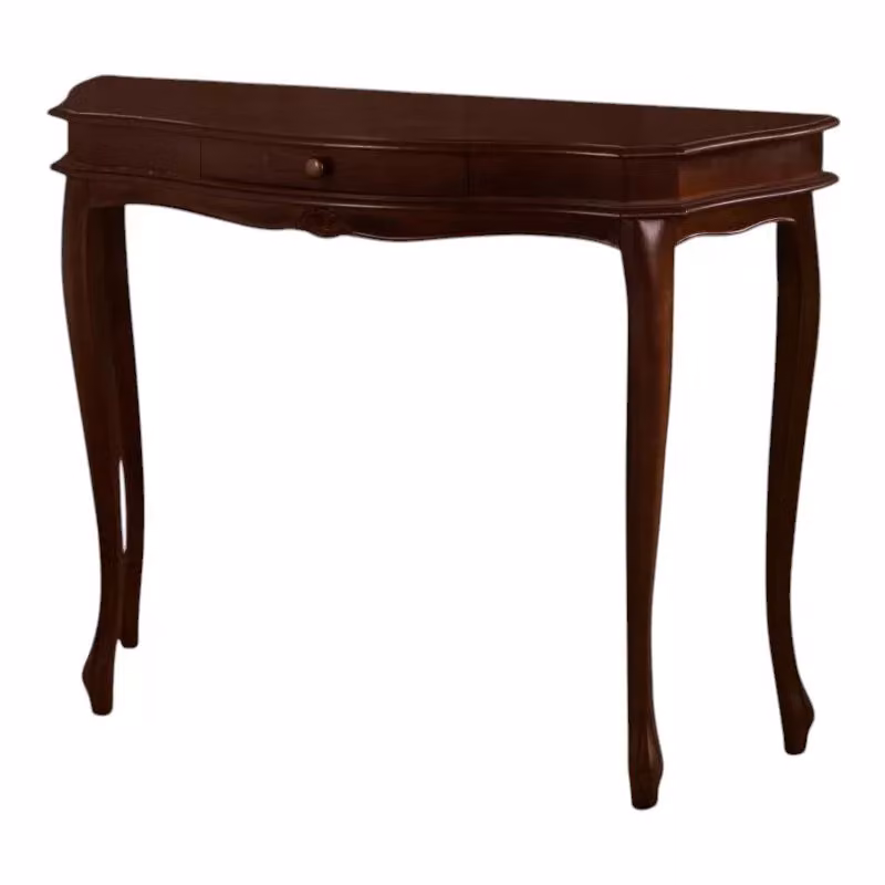 Consolle in legno stile arte povera con 1 cassetto, color noce scuro, L: 101 cm, P: 36 cm, H: 77 cm - Mobili 2G – 1