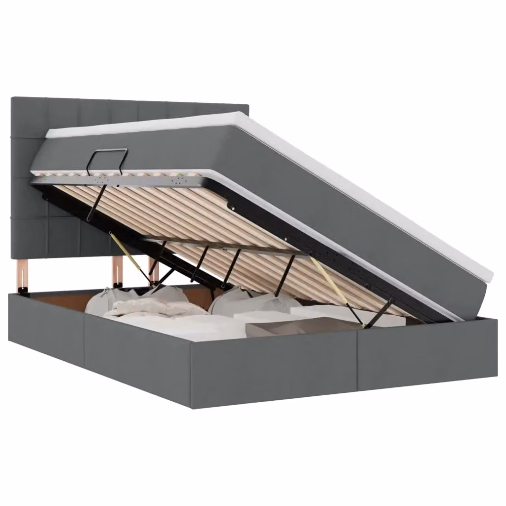 Letto con contenitore e materasso vidaXL Grigio Scuro L/P/H: 200 x 140 x 128 cm con illuminazione LED e porte USB – 2