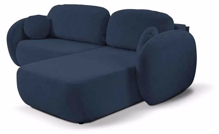 Divano angolare con funzione letto, modello Olemo, lato destro, colore blu notte