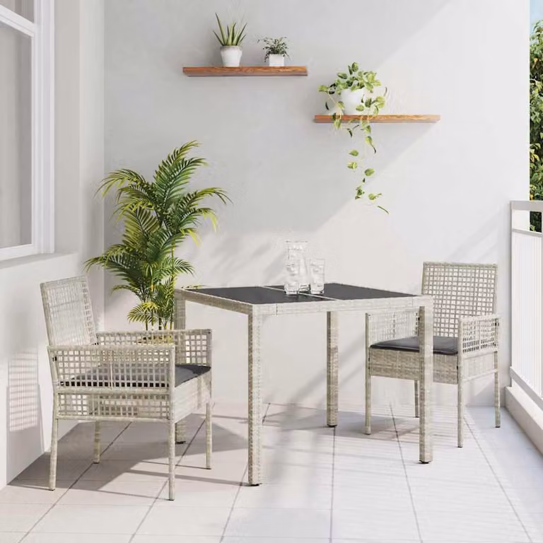 Maison Exclusive - Set da Pranzo per Giardino 3 pcs Grigio chiaro polyrattan