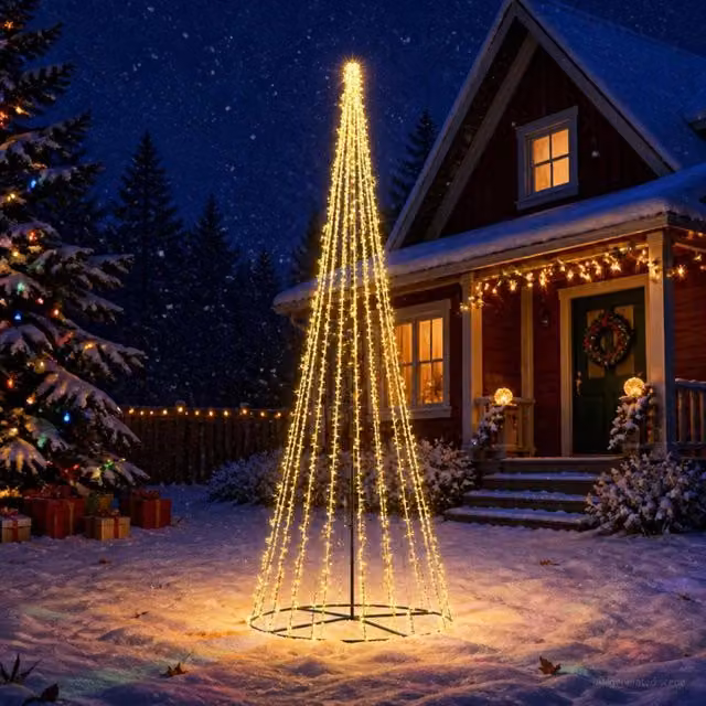 Albero di Natale LED 485 cm 3000 LED Bianco caldo Acciaio Nero 42053567