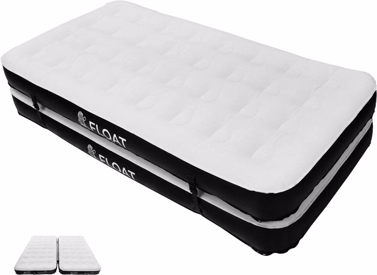 FLOAT Gemina - Letto gonfiabile 3in1 con pompa elettrica - 190x99x20 cm - Materasso gonfiabile rigido - Leggero per il campeggio - Due letti gonfiabili per 1 persona