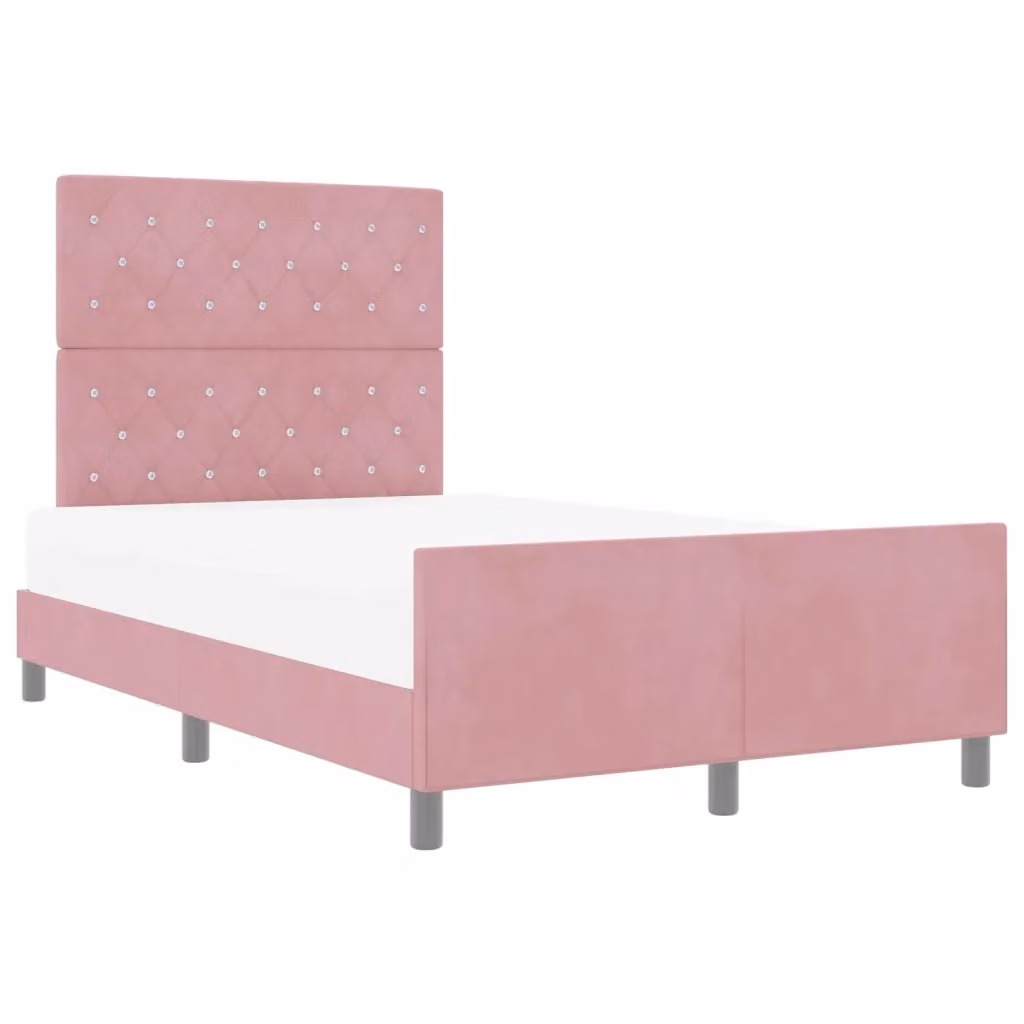Letto a molle con testiera vidaXL in velluto rosa L 120 x P 200 cm – 2