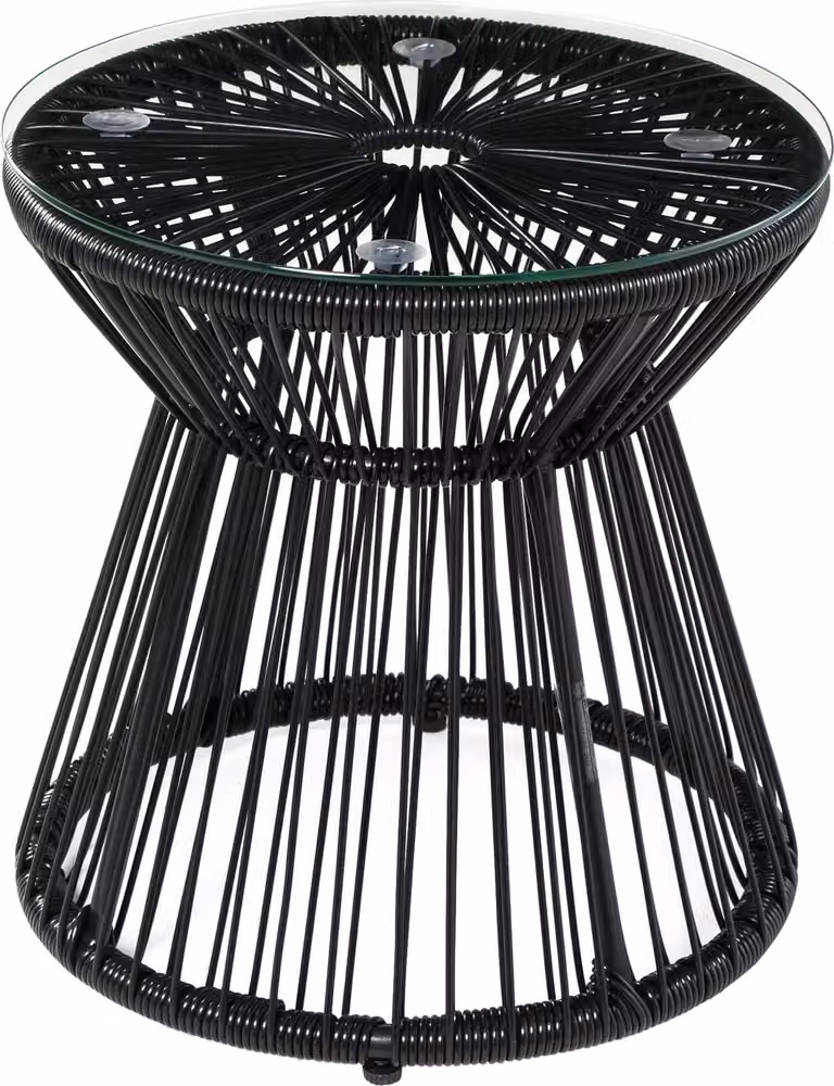 Tavolo da giardino in stile boho, resistente alle intemperie, in rattan PE, 40 cm x 40 cm x 42 cm, nero
