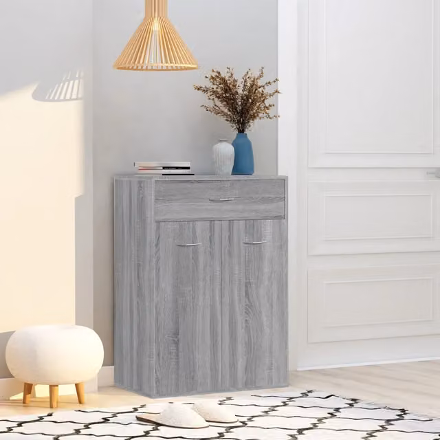 Scarpiera moderna a parete vidaXL in legno grigio opaco L: 60 cm, P: 35 cm, H: 84 cm