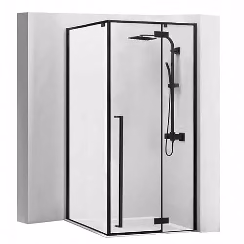 Rea - Box Doccia Fargo Nero 90X90X195 cm Vetro Di Sicurezza Temperato Trasparente 6mm (Nero) Senza Piatto Doccia