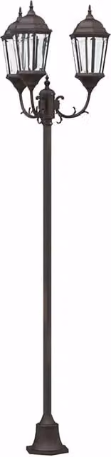 Lampada da giardino a palo HELLOSHOP26 in alluminio e vetro color bronzo, design vintage H: 241 cm, L: 57 cm, P: 49 cm