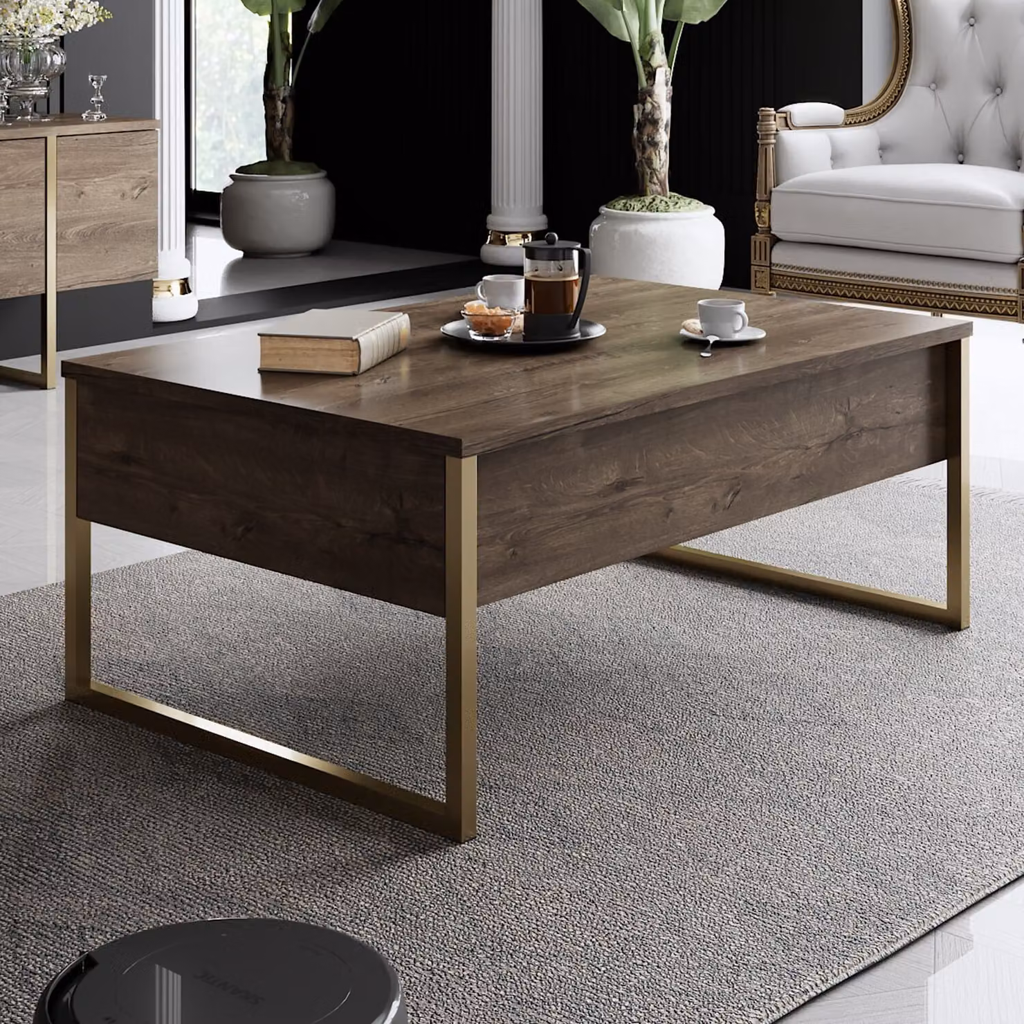 Skye Decor, Luxe - Noce, Oro, tavolini da caffè, noce, 90 x 40 x 60 cm