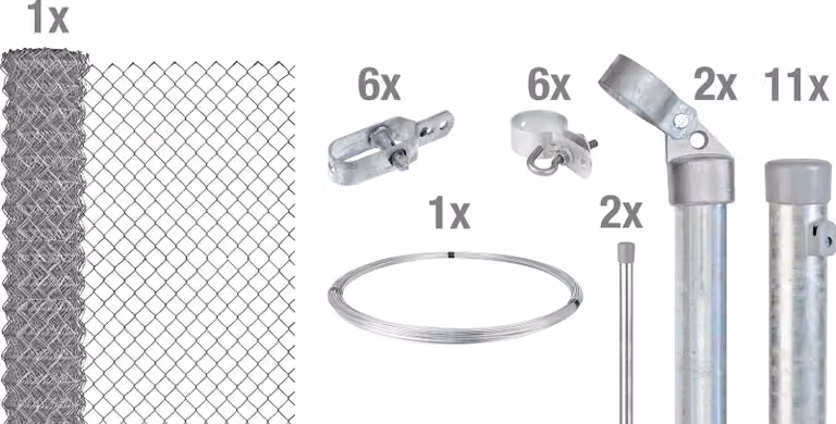 Alberts 634209 Recinzione in rete metallica come set completo di recinzione, per la posa nel calcestruzzo, zincata, altezza 80 cm, lunghezza 25 m
