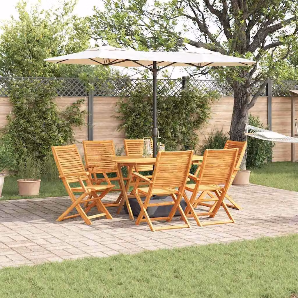 Maison Exclusive - Set da pranzo per esterno, 7 pezzi, legno massello di acacia, color marrone