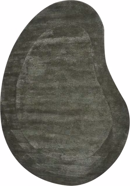 Tappeto Beliani in viscosa e lana organica verde, forma a fagiolo, L: 160 cm x P: 230 cm – 1