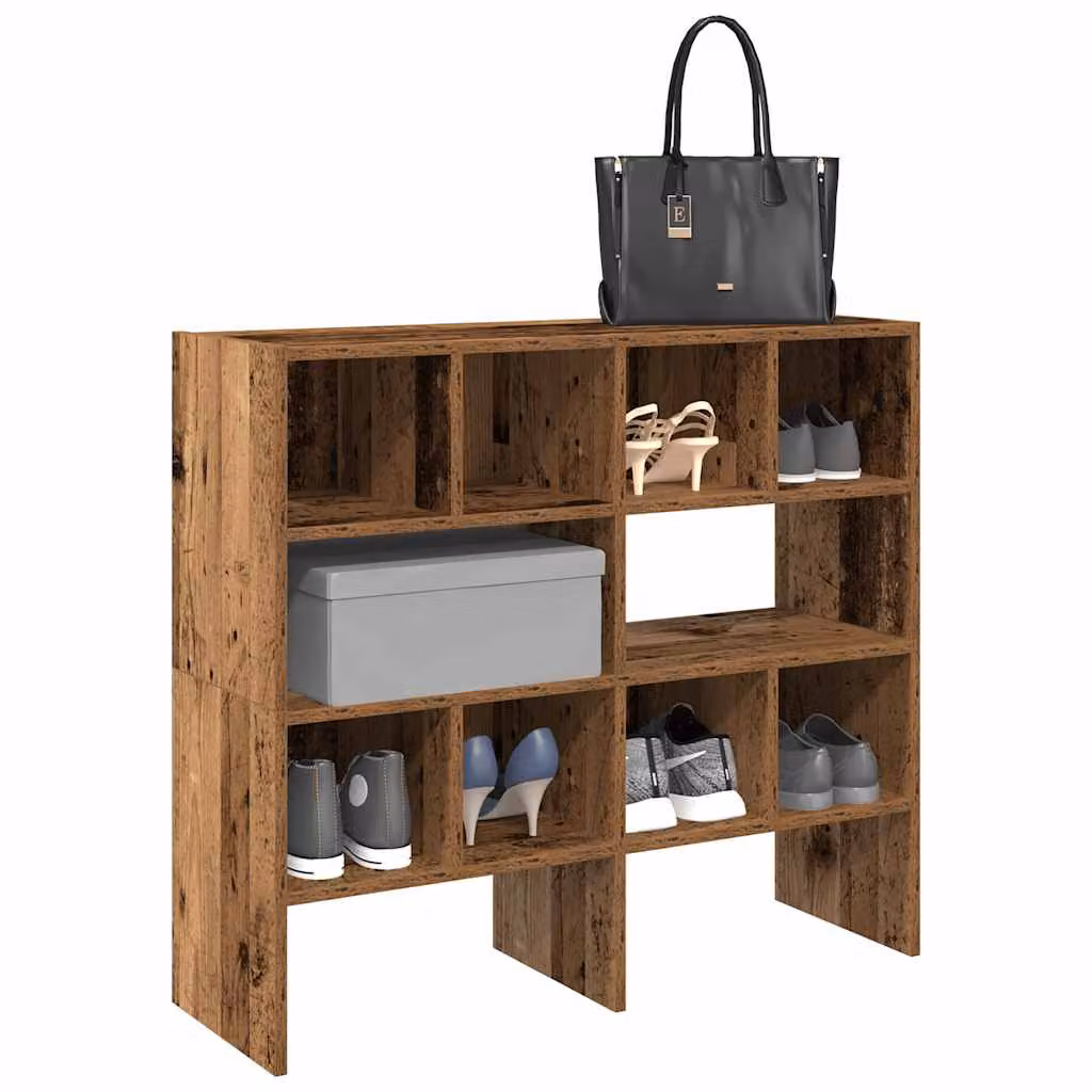 Set di 2 scarpiere impilabili vidaXL in legno color marrone antico L: 89,5 cm, P: 30 cm, H: 40 cm