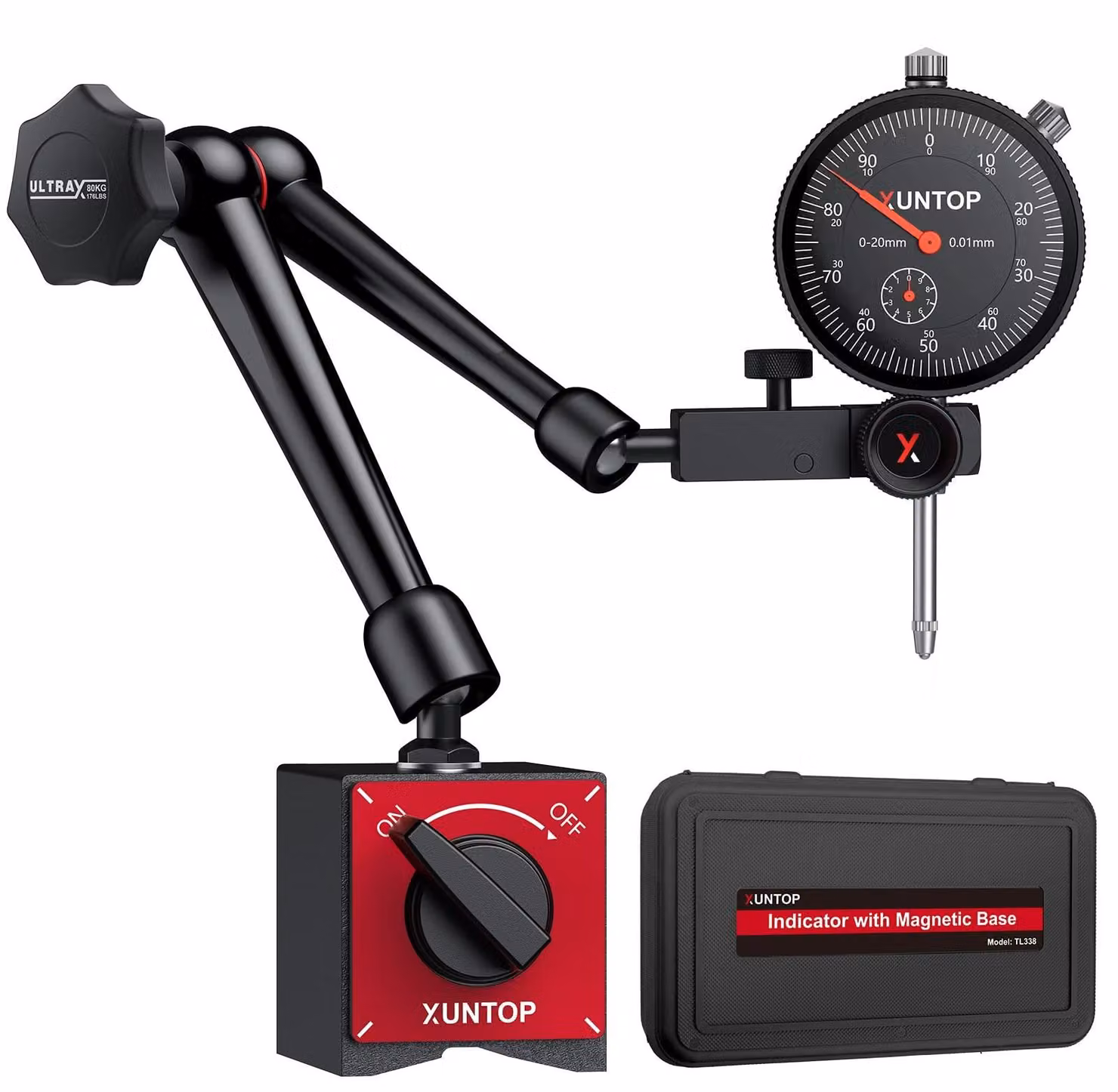 Omgoods - Indicatore di misurazione meccanico con base magnetica e braccio regolabile
