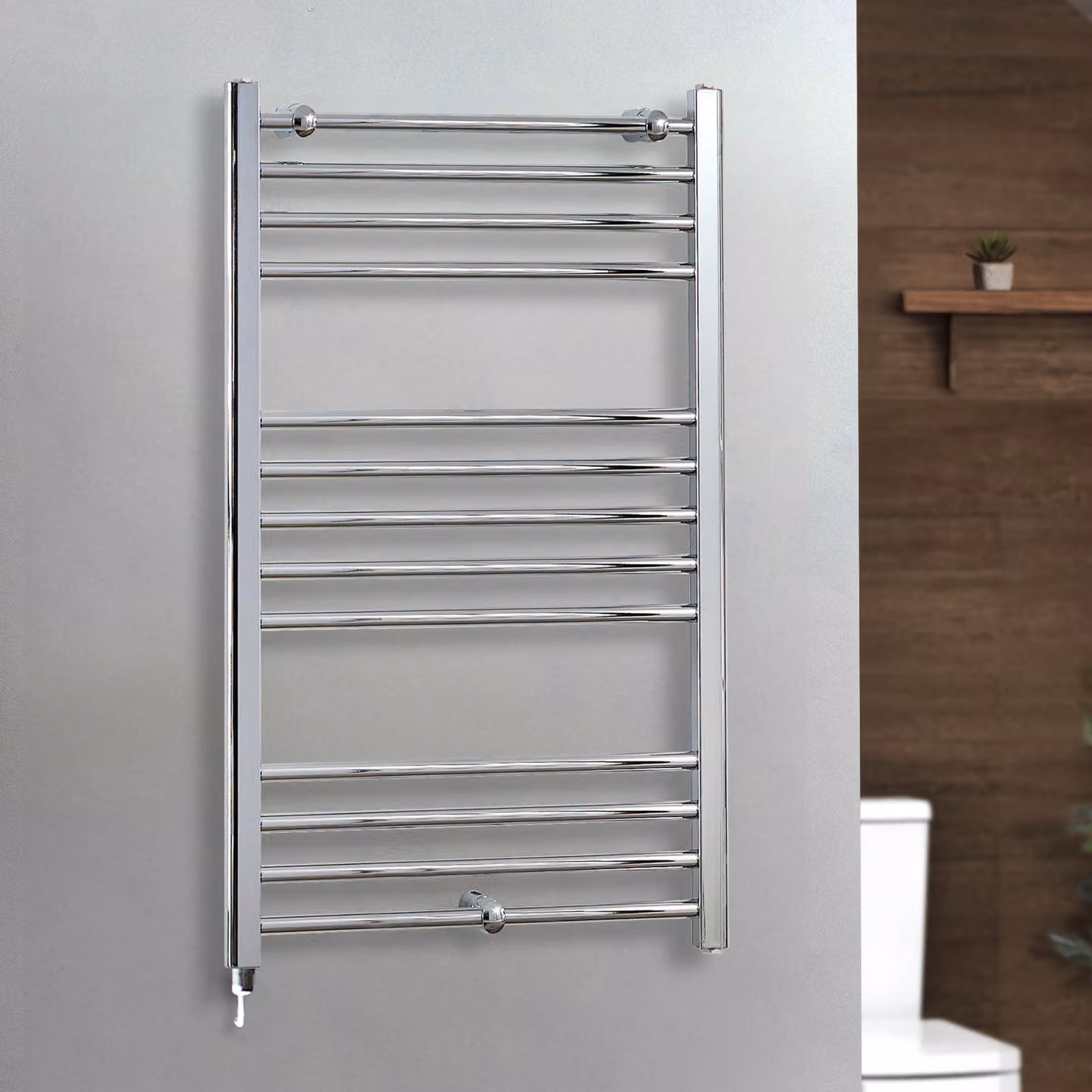 Scaldasalviette Elettrico Curvo Cromato - 1000mm x 600mm - con Elemento Semplice con Presa Elettrica - Kent - ECOSO by Hudson Reed