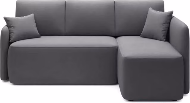 Divano ad angolo L MEUBLORAMA Grigio con funzione letto e poggiatesta regolabile – 1