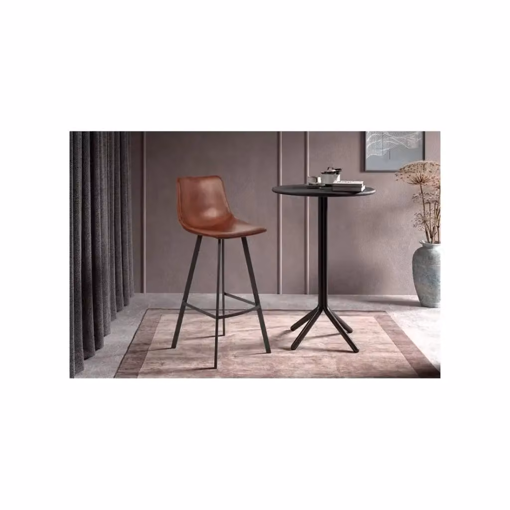Sedia da banco OZON Meublorama in ecopelle color marrone H108 x L45 x P49 cm – 2
