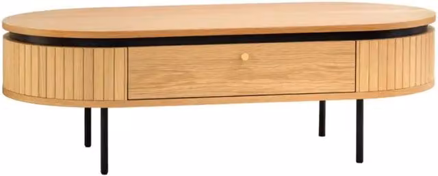 Tavolino basso SOREN 120 cm con 2 cassetti scorrevoli decoro quercia e nero