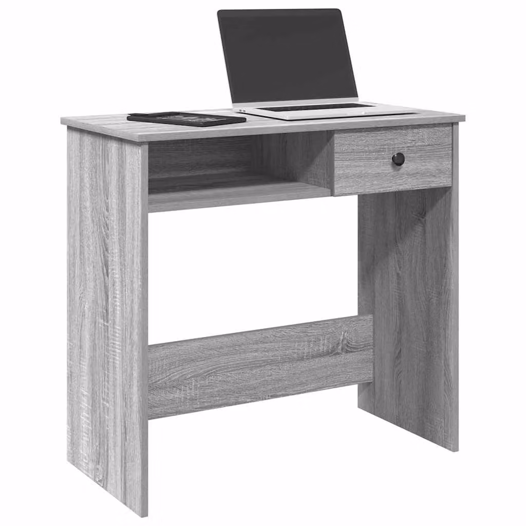 Scrivania moderna vidaXL in legno MDF grigio, L: 80 cm, P: 40 cm, H: 75 cm
