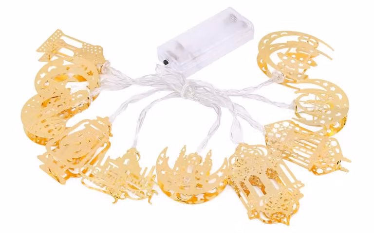 Catena luminosa a tema Ramadan, lunghezza 1,5 metri, 10 lampadine LED colorate, decorazione per feste