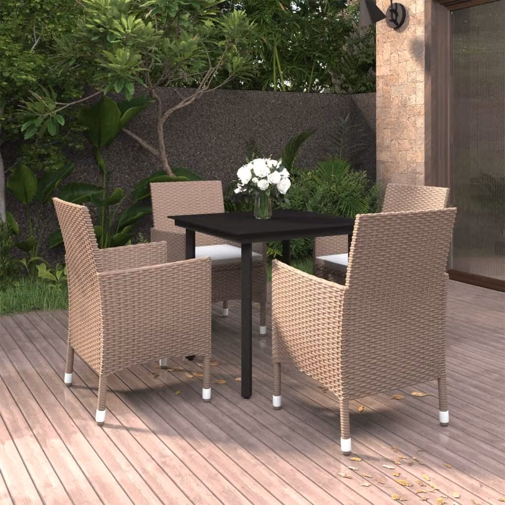 Maison Exclusive - Set da pranzo da giardino a 5 pezzi con cuscini in rattan sintetico e nero
