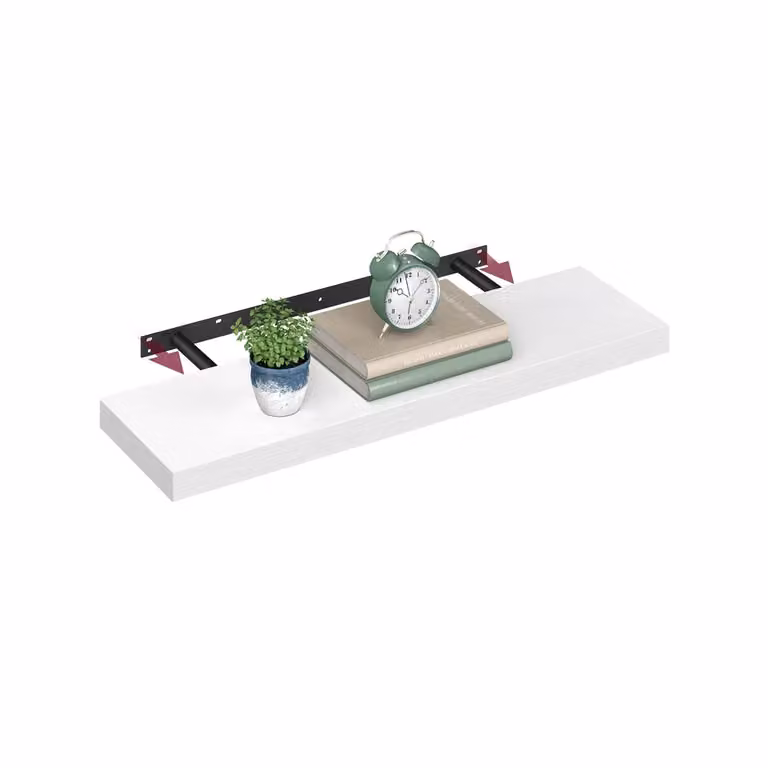 Mensola da muro per foto e decorazioni elegante, Bianco Nuvola / 20P x 80l x 3,8H cm