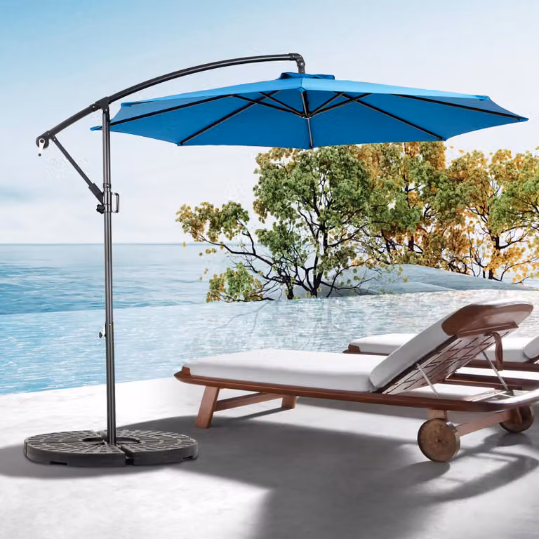 Supporto per ombrellone AIORBER, 14,8 piedi, poliestere, ombra resistente, design bifacciale, facile da usare, meccanismo a manovella, per giardino, blu scuro