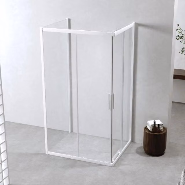 Box Doccia 3 Lati 70x100x70 Cm h190 Scorrevole Profili Bianco Opaco Vetro Trasparente 6 mm| Neat