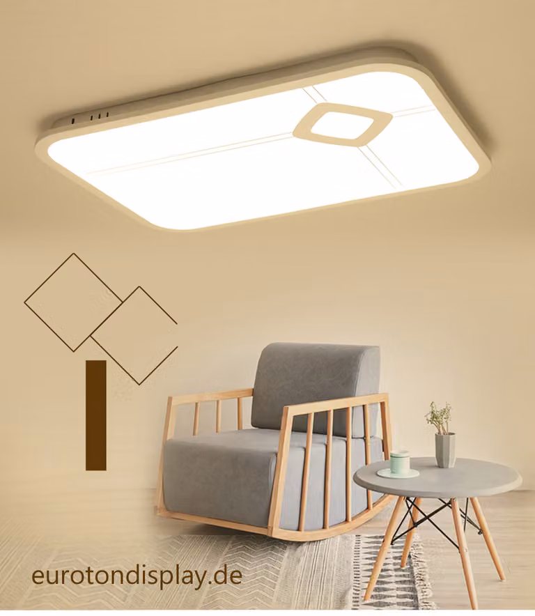 2108-60x45WJ Plafoniera LED con telecomando, colore luce/luminosità regolabile