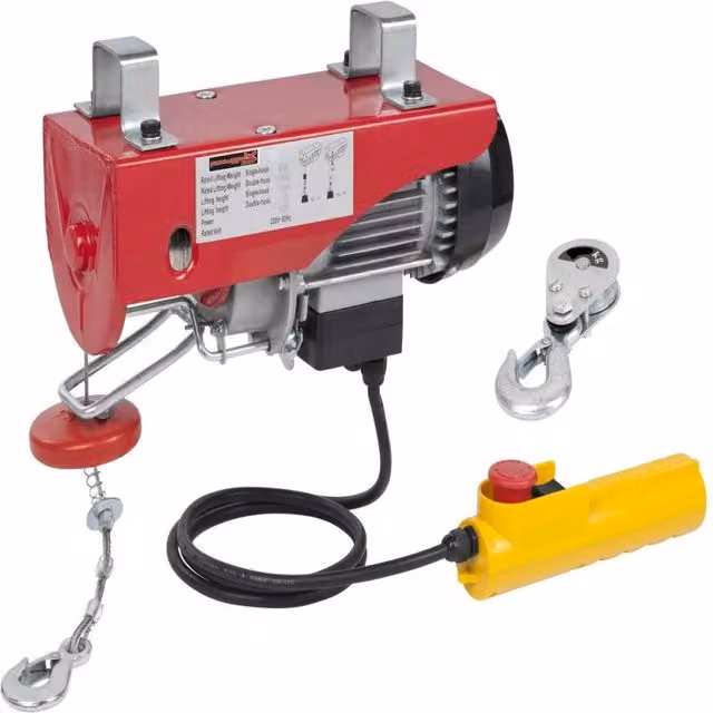 Montacarichi Elettrico Trade Shop con Paranco Sollevatore e Telecomando, Colore Rosso, Lunghezza Cavo: 12 mt
