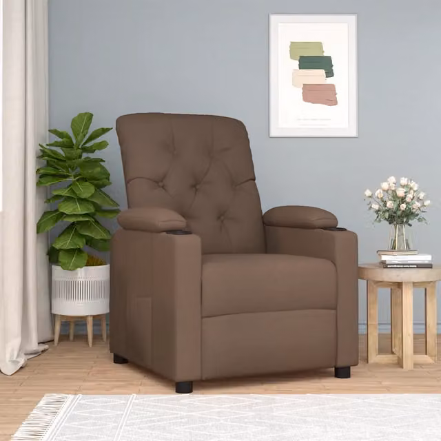 Poltrona Reclinabile Relax vidaXL in Tessuto Marrone con Braccioli e Struttura Moderna