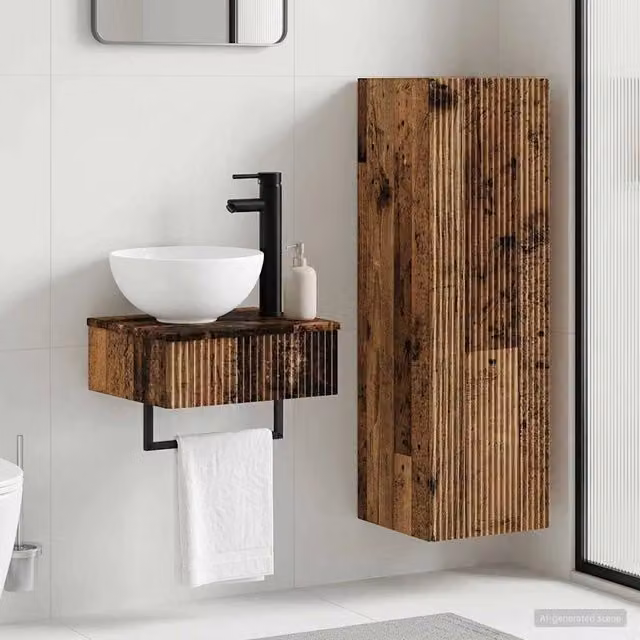 Set di mobili per il bagno 2 pz Legno antico 33 x 34,5 x 100 cm 3406101