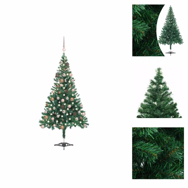 vidaXL Albero di Natale Artificiale con illuminazione baubles 180cm 564 rami - Alberi di Natale