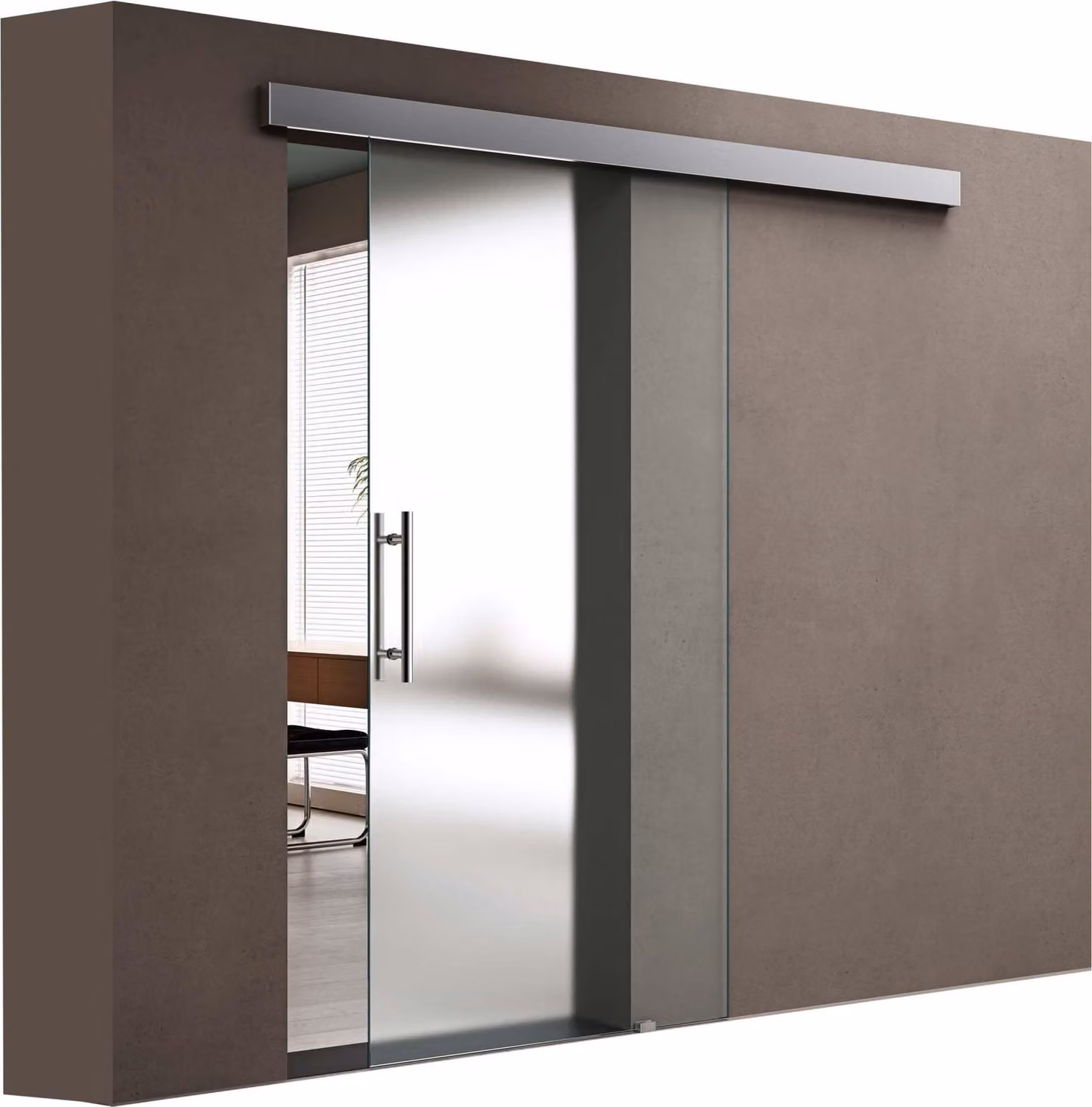 doporro Porta Scorrevole in Vetro Temperato Satinato 8 mm, con Binario in Alluminio Cromato, 77,5x205 cm Amalfi14