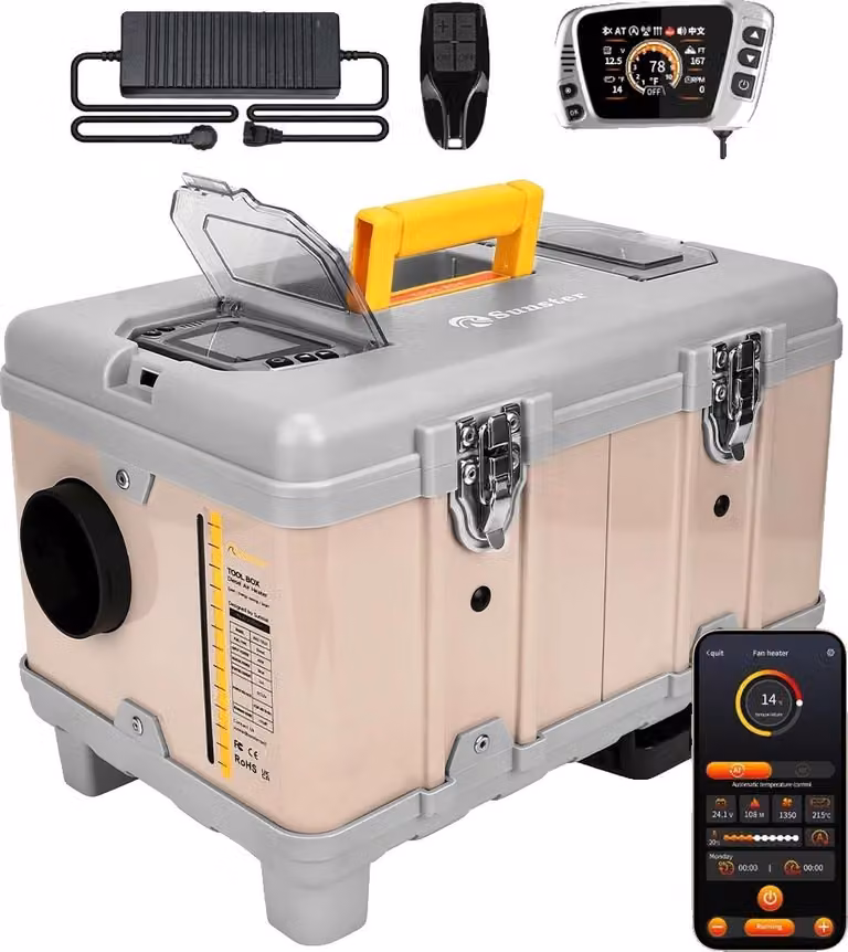 Riscaldamento ad aria diesel, regolazione automatica della temperatura, connettività Bluetooth, 8 kW