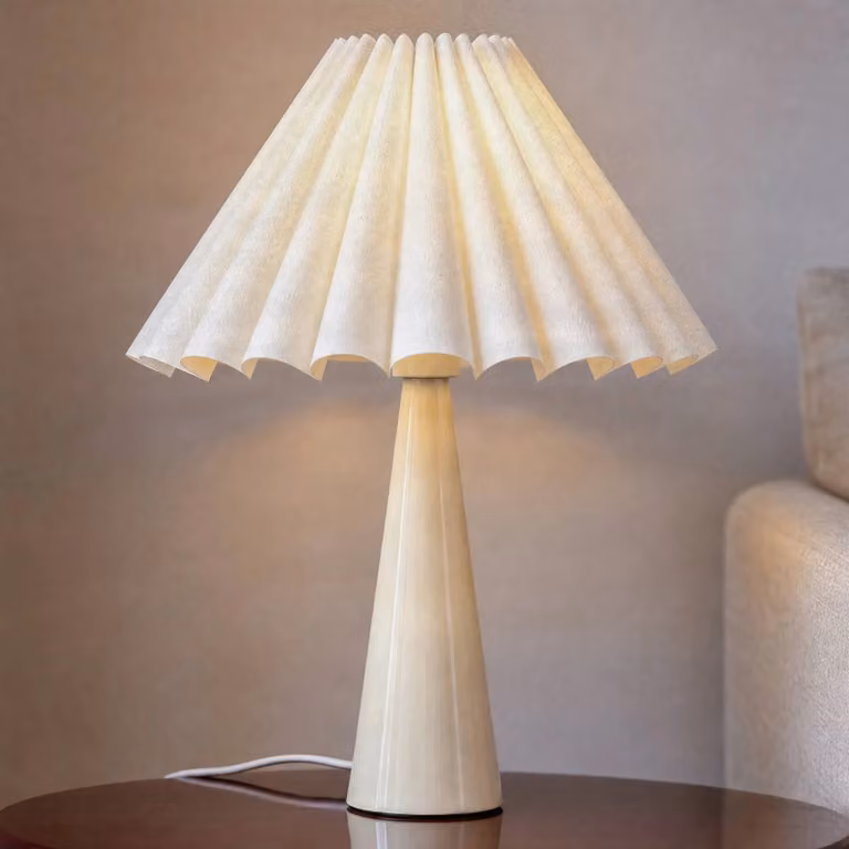Lampada da tavolo Lotte Lindby, Bianco / Opale, Soggiorno / Sala da pranzo, Tessuto / Stoffa / Seta, Moderno, Lampada da tavolo
