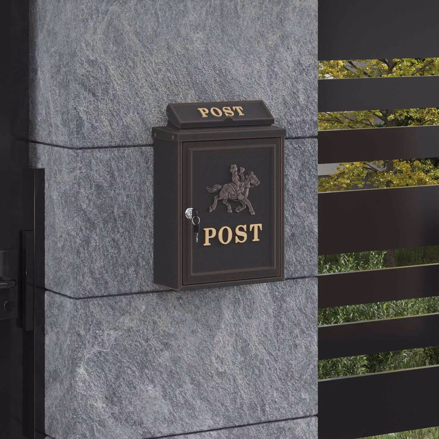 Cassetta Postale da Muro con Porta vidaXL, Colore Bronzo, L 29 cm x P 13 cm x H 41 cm