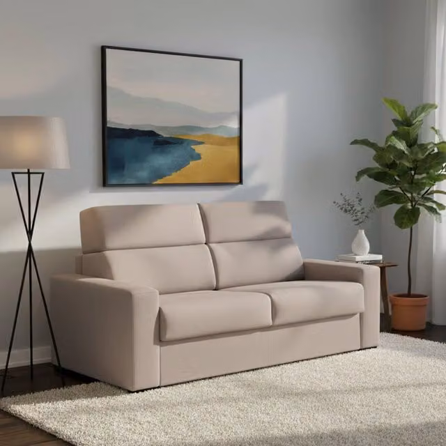 Divano Letto Casabona a 2 Posti con Copertura Sfoderabile e Contenitore, Made in Italy, Grigio Tortora, L: 180 cm, P: 95 cm