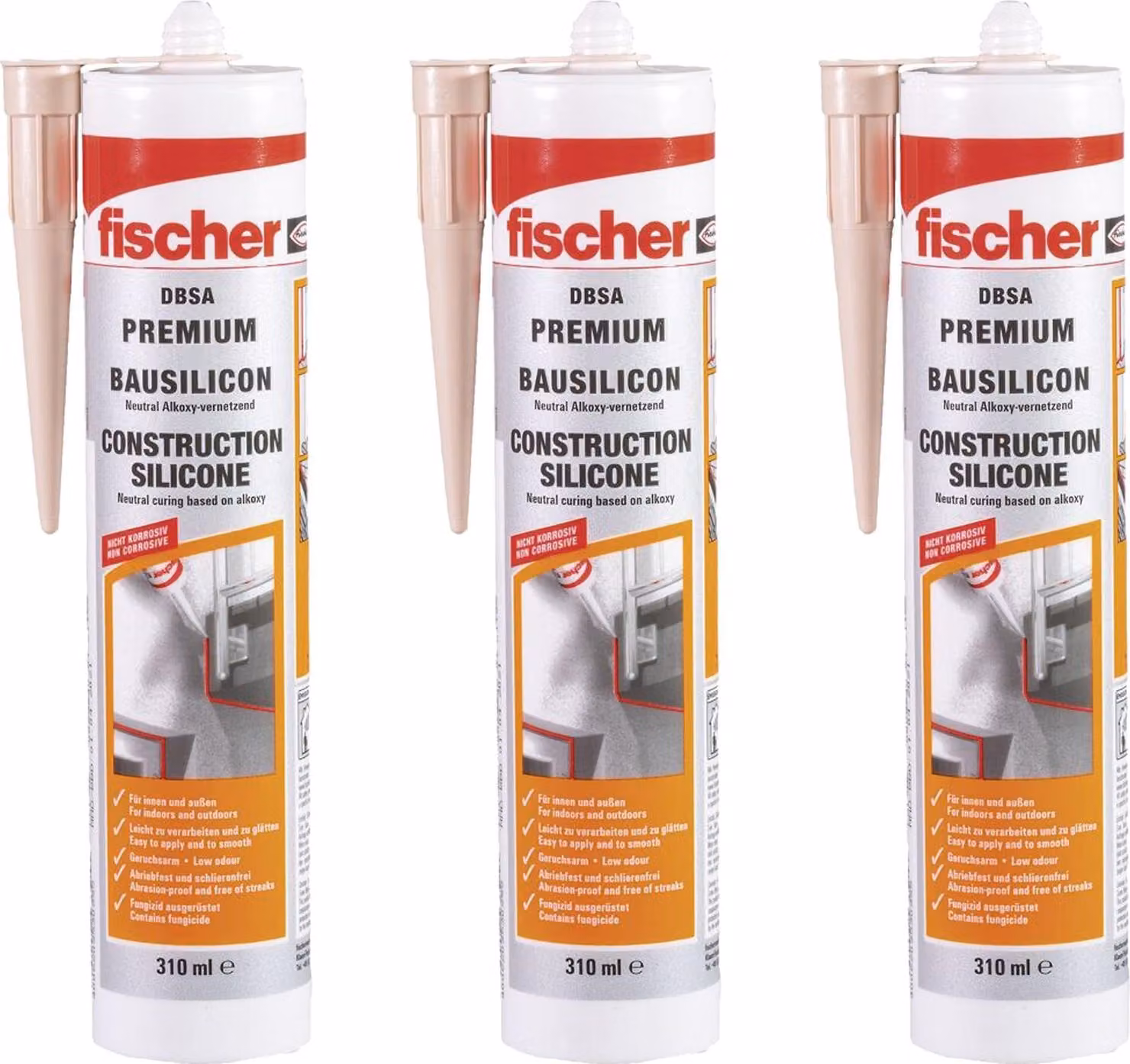 Fischer Building Silicone DBSA 310 grigio cemento set di 3 - 573643
