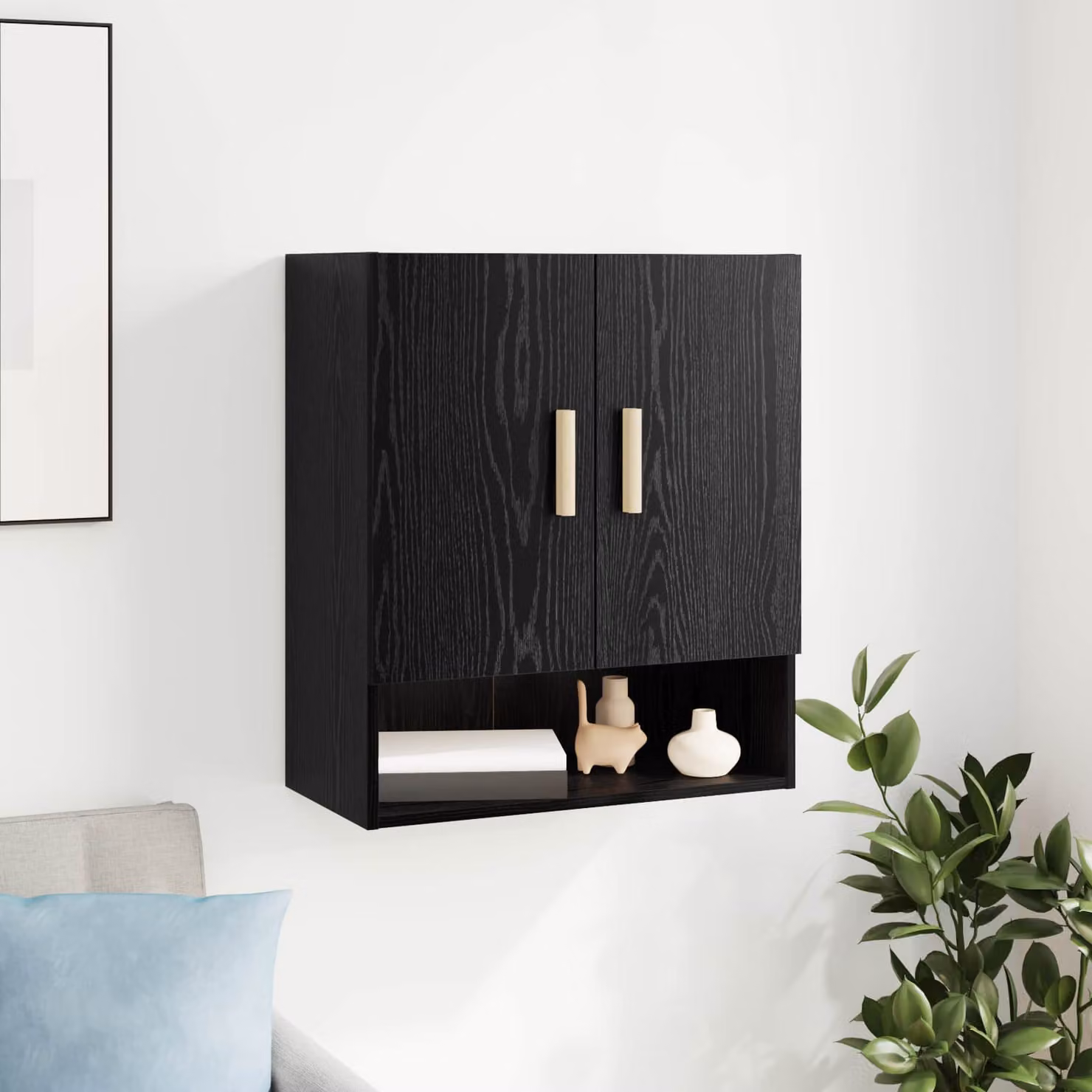 Armadietto a muro moderno vidaXL in MDF nero opaco L: 60 cm, P: 31 cm, H: 70 cm