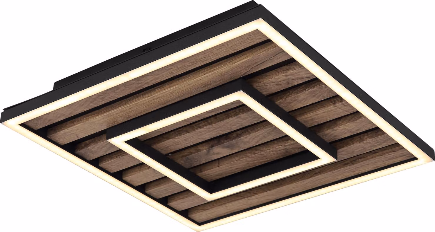 Lampada da soffitto a LED, effetto legno, 2 livelli, L 30 cm