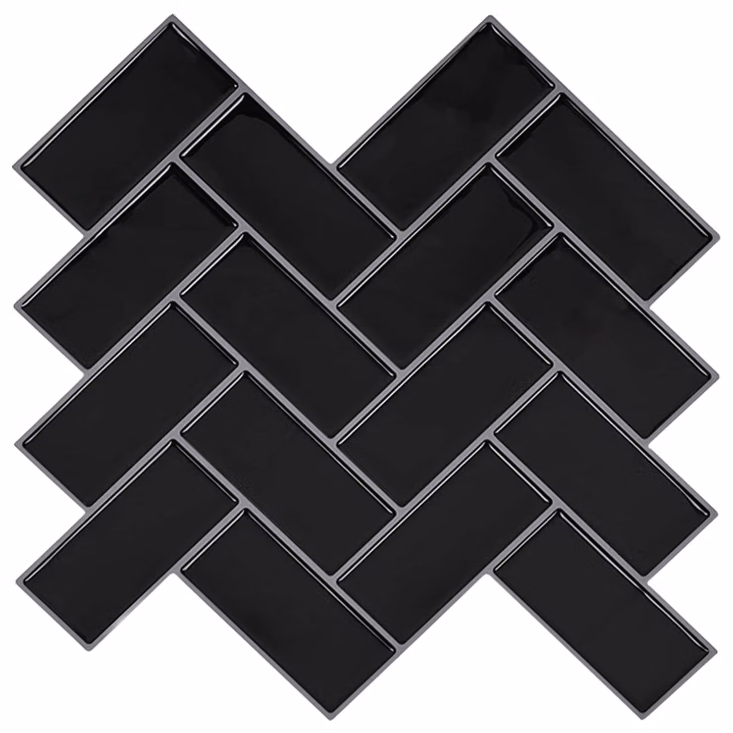 Set di 10 piastrelle effetto spina di pesce vidaXL in plastica nera, 30 x 30 cm