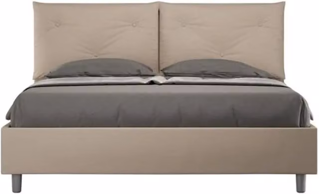 Letto matrimoniale senza rete imbottito 160x190 similpelle tortora Appia