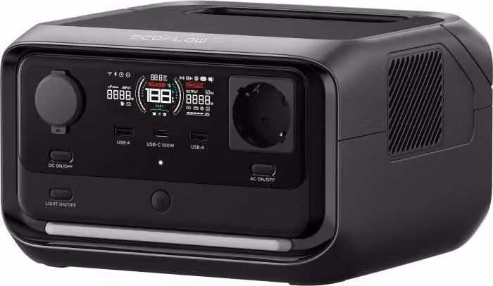 Stazione di ricarica portatile ECOFLOW River 3 PLUS, potenza 2674 W, 9 porte di uscita, nero/grigio